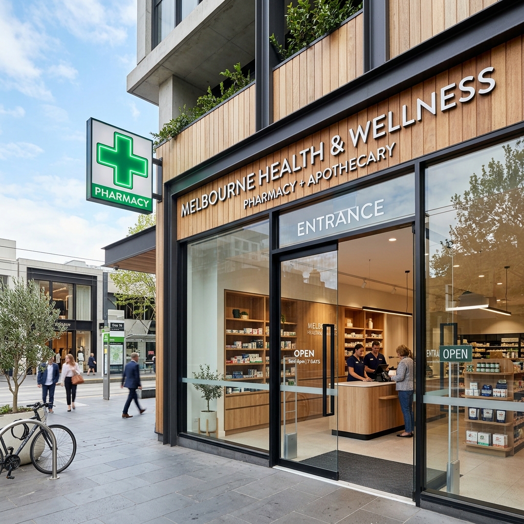 A modern Australian pharmacy storefront